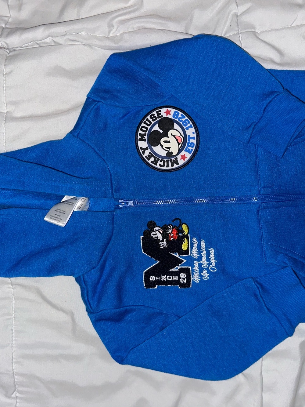 Disney Blue Mickey Mouse Zip Hoodie for Kids